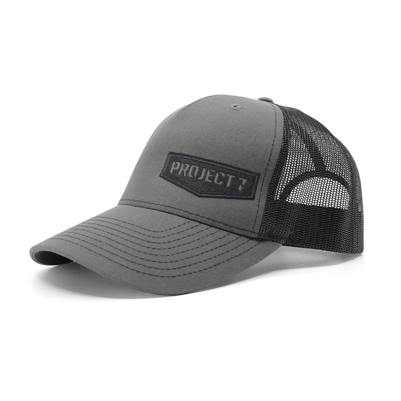 PROJECT7 Shield Trucker Hat, Charcoal/Black