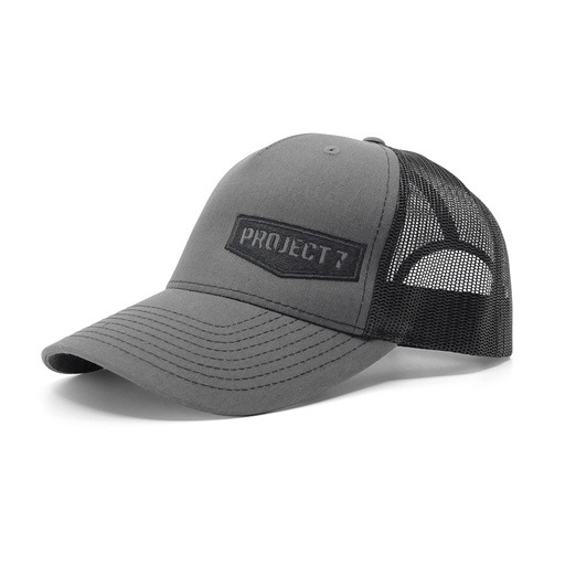 [P7-RM-HAT-R112-SHLD-EM-CBK] PROJECT7 Shield Trucker Hat, Charcoal/Black